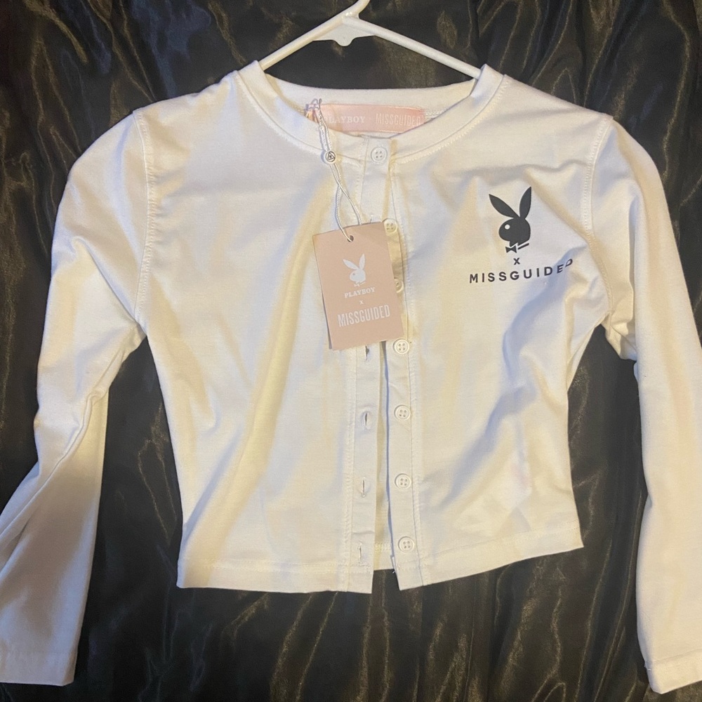 Playboy x misguided white crop top